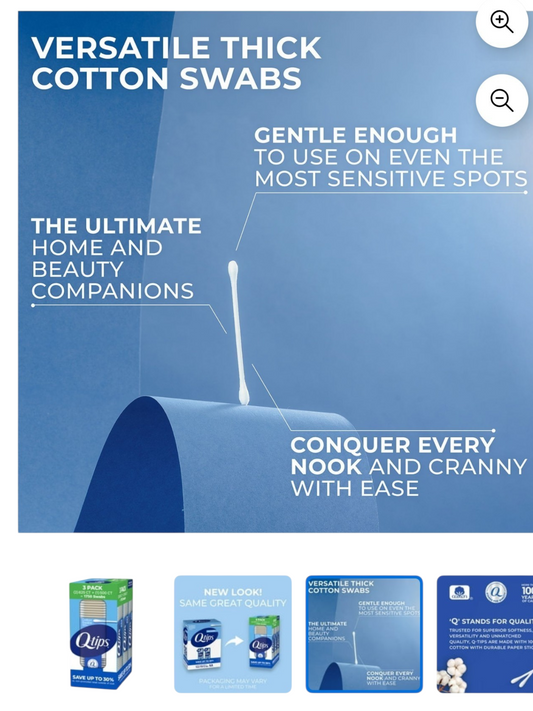 Q- Tips Cotton Swabs 1750 Count (3 Pack) ! Bulk Value Pack ! 100% Cotton