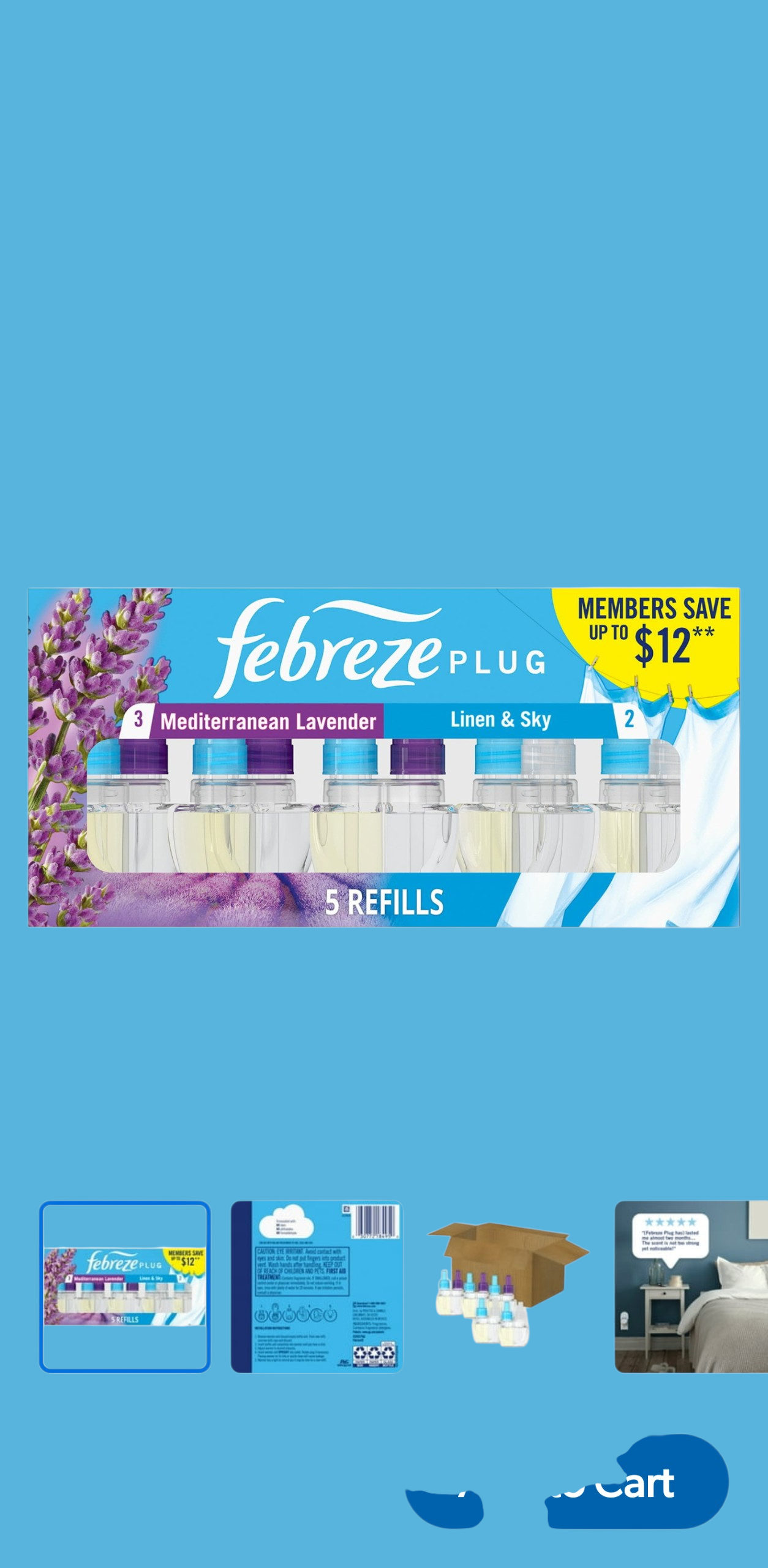 Febreze Plug Air Freshener, Mediterranean Lavender + Linen & Sky, 5 refills, 4.35 fl. oz.