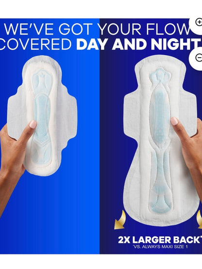 Always Maxi Extra Heavy Overnight Pads with Wings, Size 5, 66 Count
