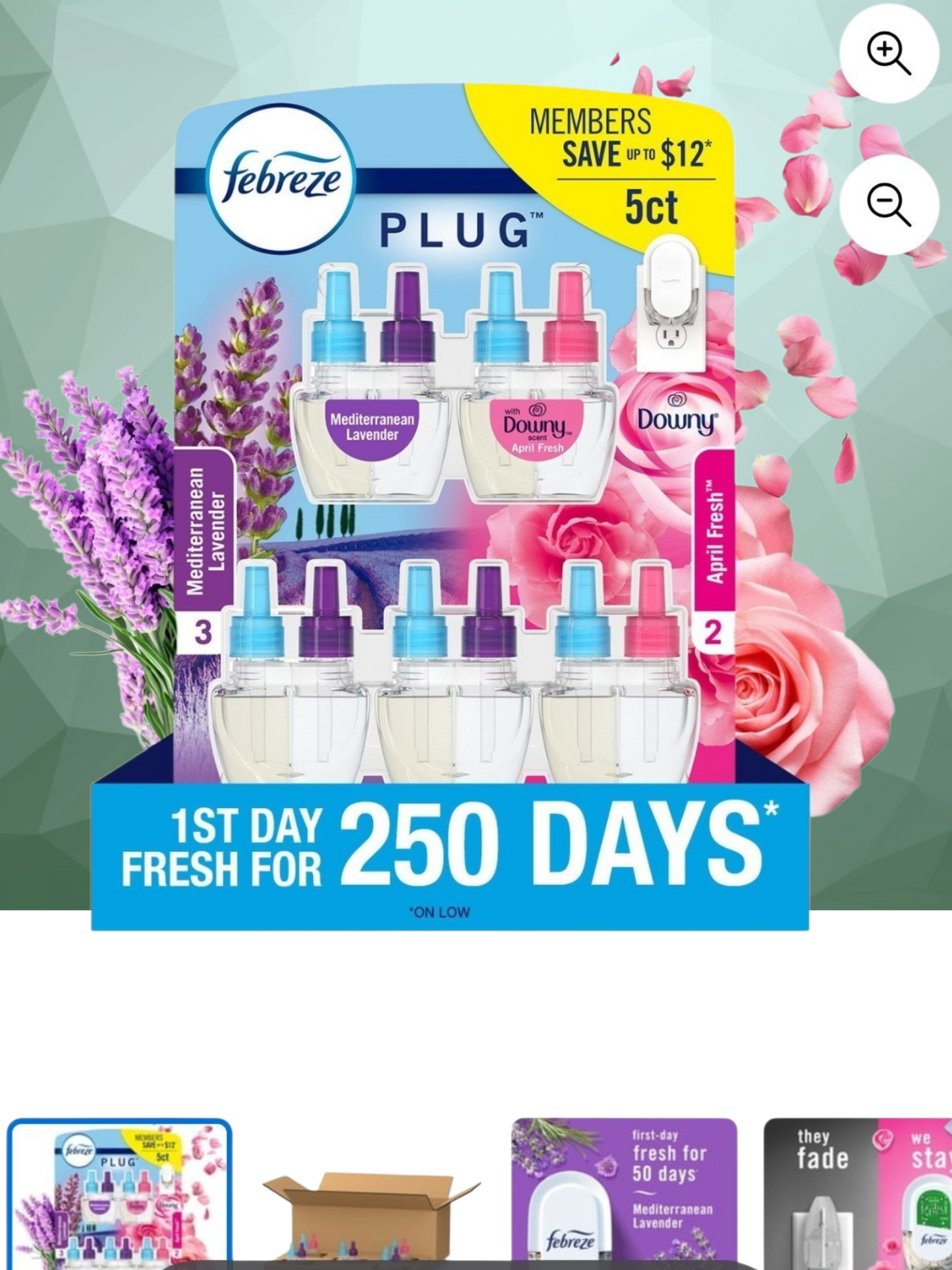 Febreze Plug In Air Fresheners, Mediterranean Lavender, April Downy, Odor Eliminator For Strong Odors 5 Oil Refills