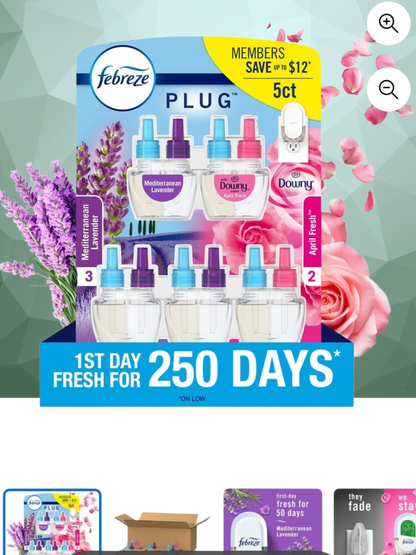 Febreze Plug In Air Fresheners, Mediterranean Lavender, April Downy, Odor Eliminator For Strong Odors 5 Oil Refills
