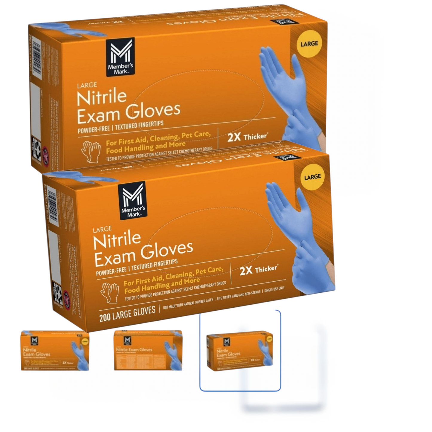 Member"s Mark Nitrile Exam Gloves 2-Pack Bundle , 200 Count Each , Powder - Free, Latex-Free Disposable