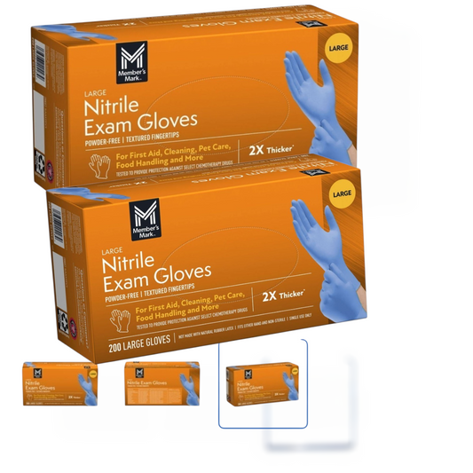 Member"s Mark Nitrile Exam Gloves 2-Pack Bundle , 200 Count Each , Powder - Free, Latex-Free Disposable