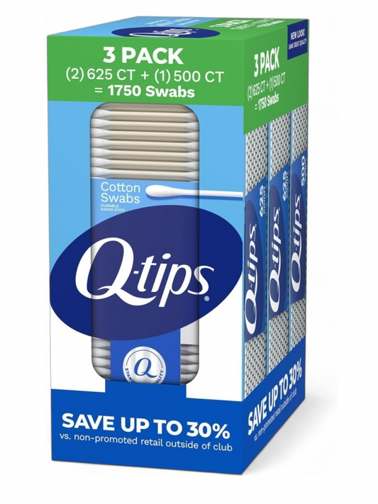 Q- Tips Cotton  Swabs 1750 Count (3 Pack) !  Bulk Value Pack ! 100% Cotton