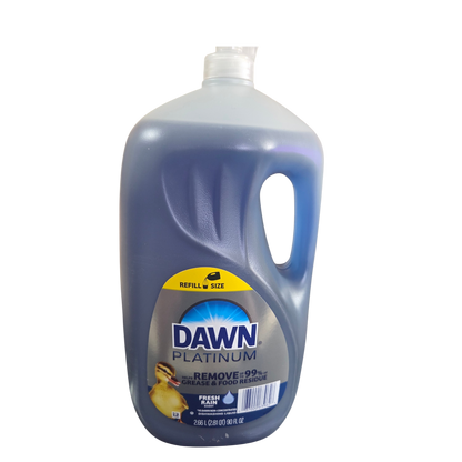 Dawn Platinum Dishwashing Liquid 90 oz Fresh Rain Scent Removes 99% Grease Refill Size